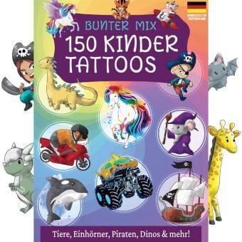 Produktbild: 150 hautfreundliche Kindertattoos &ndash; Thema: Bunter Mix