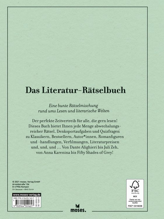 Produktbild: Das Literatur-Rätselbuch