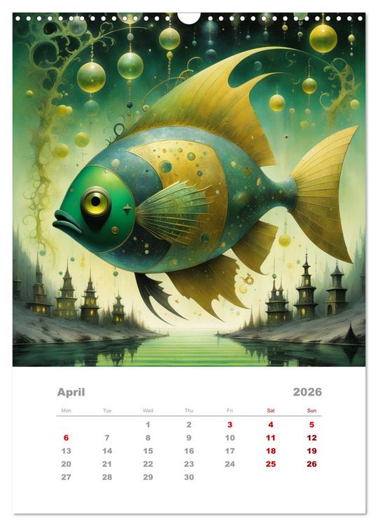 Produktbild: The adventures of the steel fish (Wall Calendar 2026 DIN A3 portrait), CALVENDO 12 Month Wall Calendar