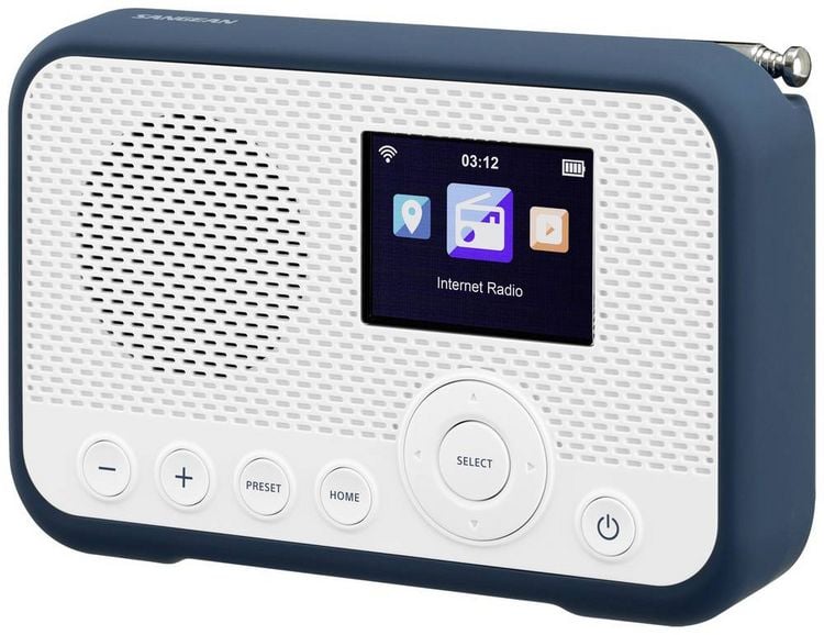 Produktbild: Sangean WFR-39 Internet Taschenradio Internet, DAB, UKW Internetradio, UKW, WLAN Spotify, Weckfunktion, wiederaufladbar Wei&szlig;, Blau