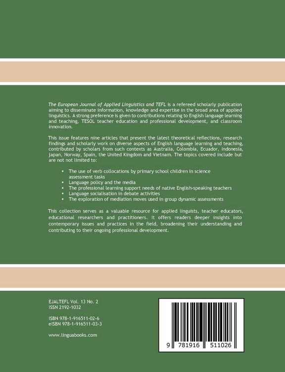 Produktbild: The European Journal of Applied Linguistics and TEFL Volume 13 Number 2