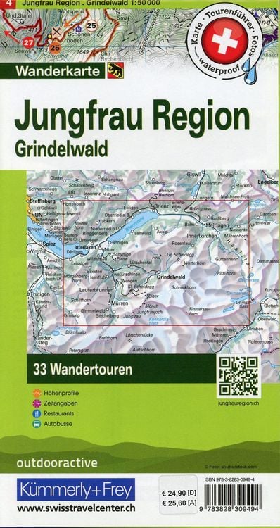 Produktbild: K&uuml;mmerly+Frey Wandertourenkarte 4 Jungfrau Region, Grindelwald 1:50.000