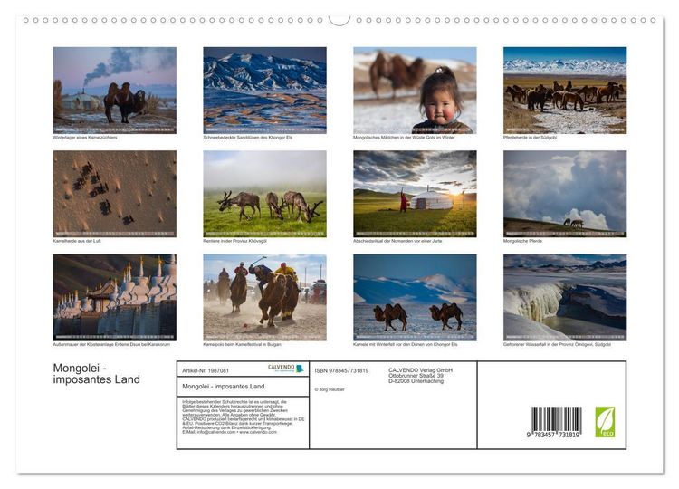 Produktbild: Mongolei - imposantes Land (hochwertiger Premium Wandkalender 2026 DIN A2 quer), Kunstdruck in Hochglanz