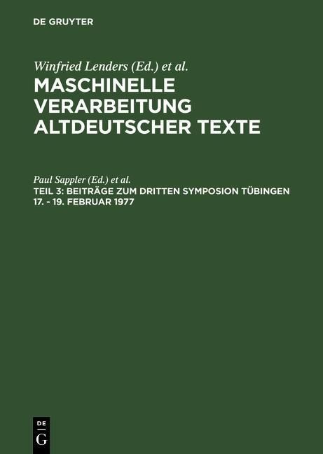 Produktbild: Beitr&auml;ge zum dritten Symposion T&uuml;bingen 17. - 19. Februar 1977