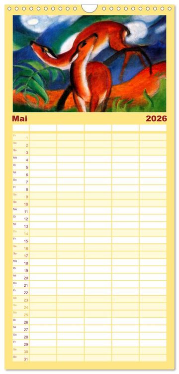 Produktbild: Familienplaner 2026 - Expressionistische Tierwelten mit 5 Spalten (Wandkalender, 21 x 45 cm) CALVENDO