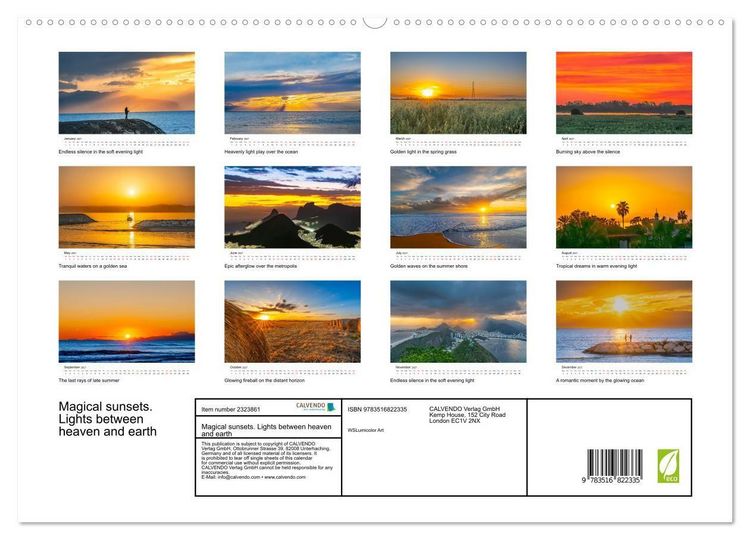 Produktbild: Magical sunsets. Lights between heaven and earth (High Quality Premium Wall Calendar 2027 DIN A2 landscape),CALVENDO 12 Month Wall Calendar