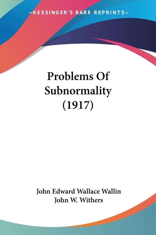 Produktbild: Problems Of Subnormality (1917)