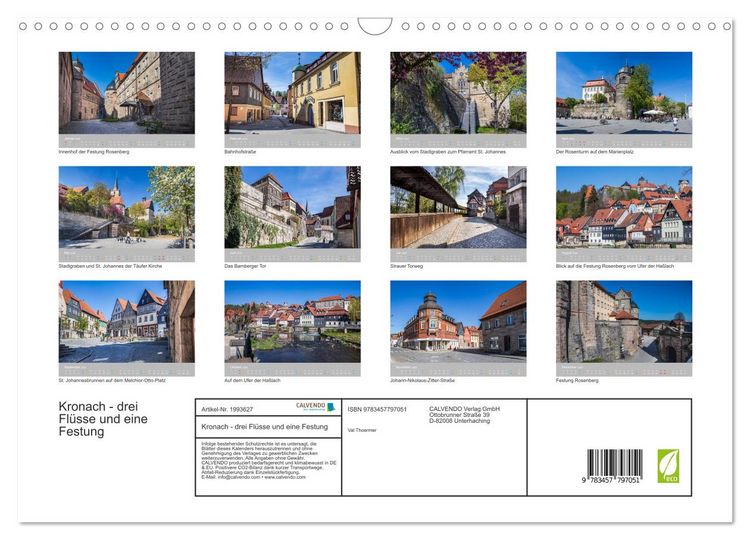 Produktbild: Kronach - drei Fl&uuml;sse und eine Festung (Wandkalender 2026 DIN A3 quer), CALVENDO Monatskalender