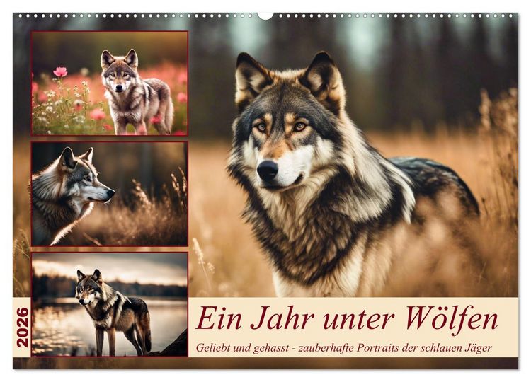 Produktbild: Ein Jahr unter W&ouml;lfen (Wandkalender 2026 DIN A2 quer), CALVENDO Monatskalender