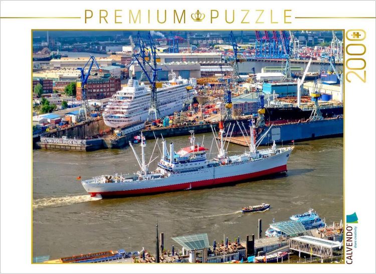 Produktbild: CALVENDO Puzzle Hamburg Hafenpanorama mit Museumsschiff Cap San Diego | 2000 Teile Lege-Gr&ouml;&szlig;e 90x67cm Foto-Puzzle f&uuml;r gl&uuml;ckliche Stunden