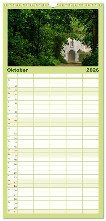 Produktbild: Familienplaner 2026 - Wege des einfachen Gl&uuml;cks - Spazierg&auml;nge im Wald mit 5 Spalten (Wandkalender, 21 x 45 cm) CALVENDO