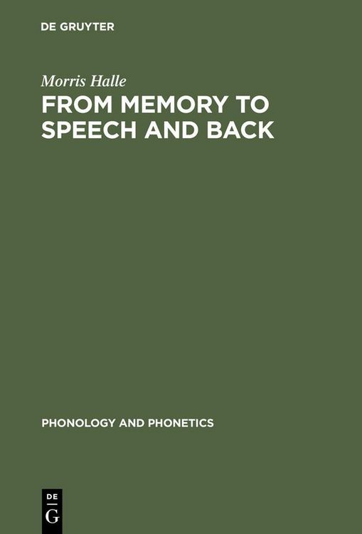 Produktbild: From Memory to Speech and Back