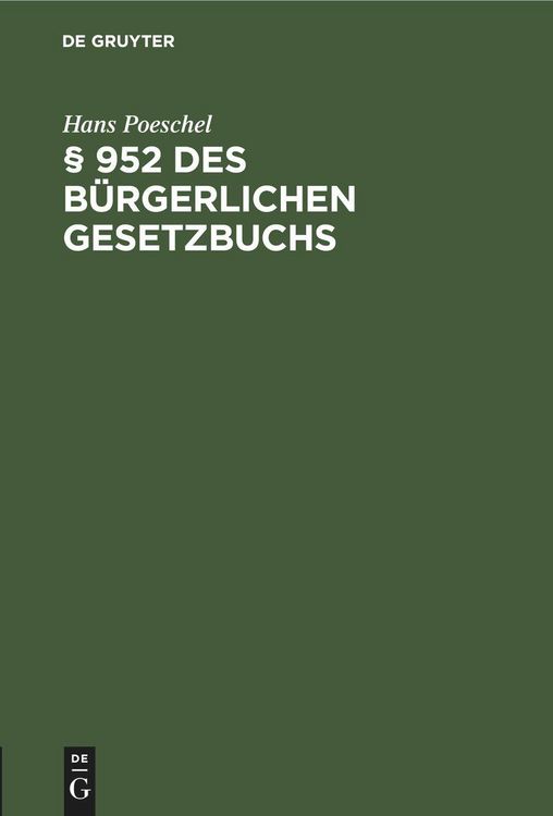 Produktbild: &sect; 952 des B&uuml;rgerlichen Gesetzbuchs