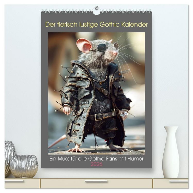 Produktbild: Der tierisch lustige Gothic Kalender (hochwertiger Premium Wandkalender 2026 DIN A2 hoch), Kunstdruck in Hochglanz