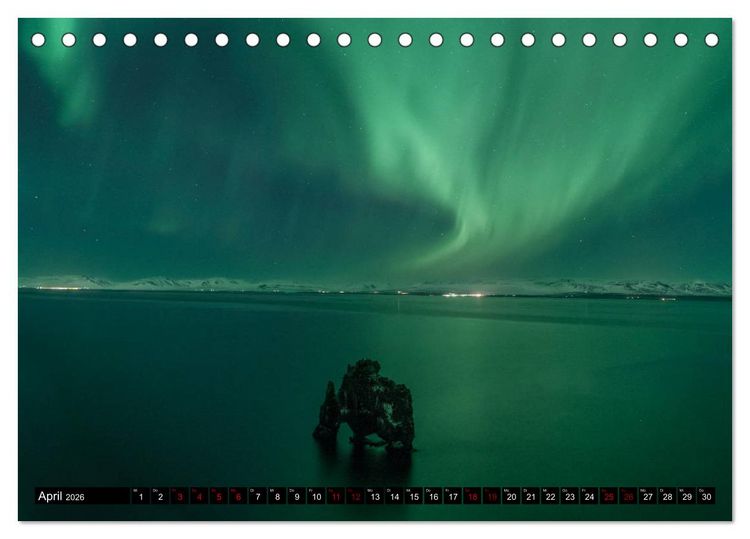 Produktbild: Aurora borealis - Magische Polarlichtn&auml;chte in Island und Norwegen (Tischkalender 2026 DIN A5 quer), CALVENDO Monatskalender