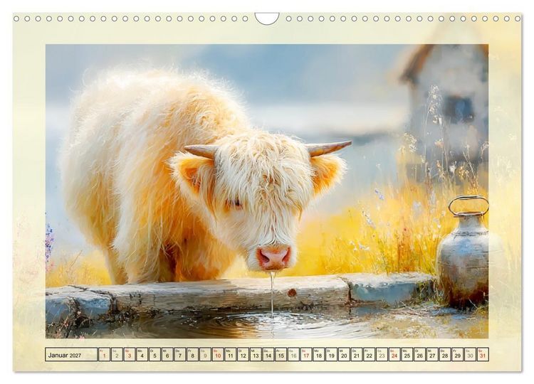 Produktbild: Hochlandrinder. Sanftm&uuml;tige Schotten im dichten Fell (Wandkalender 2027 DIN A3 quer), CALVENDO Monatskalender