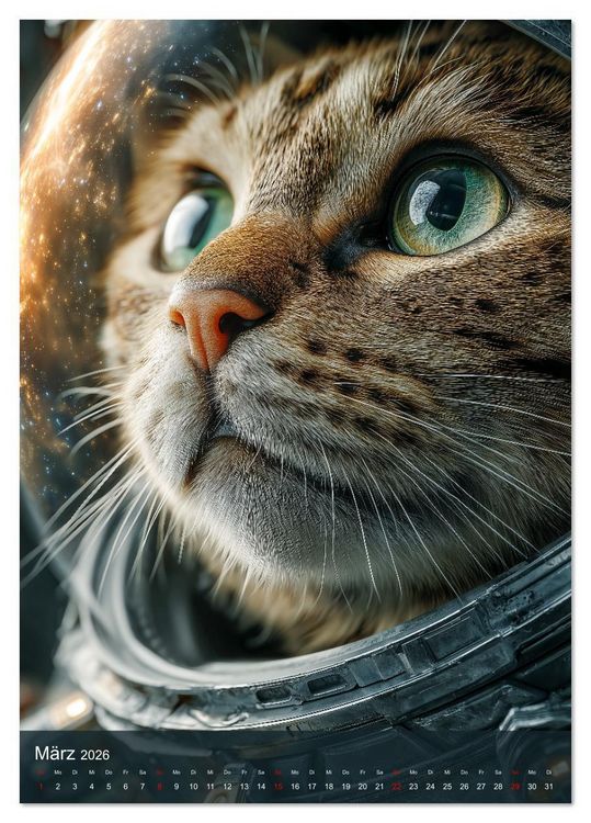 Produktbild: Katzen im Weltall - lustiger Katzenkalender f&uuml;r Kinder, Familien und Katzenliebhaber (Tischkalender 2026 DIN A5 hoch), CALVENDO Monatskalender