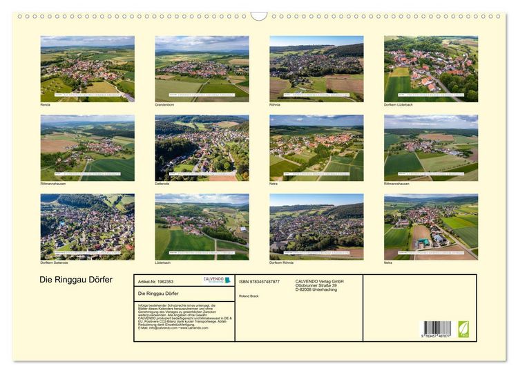 Produktbild: Die Ringgau D&ouml;rfer (Wandkalender 2026 DIN A2 quer), CALVENDO Monatskalender