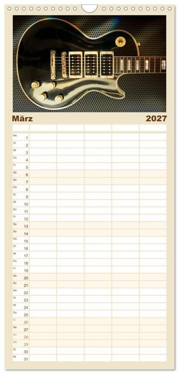 Produktbild: Familienplaner 2027 - Traumgitarren - the Sound of Rock mit 5 Spalten (Wandkalender, 21 x 45 cm) CALVENDO