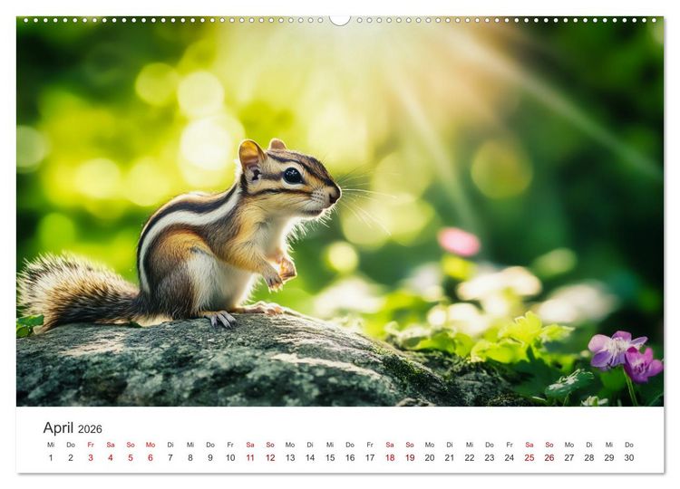 Produktbild: Backen voll - Ein Jahr mit Streifenh&ouml;rnchen (hochwertiger Premium Wandkalender 2026 DIN A2 quer), Kunstdruck in Hochglanz