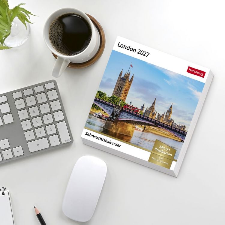 Produktbild: London Sehnsuchtskalender 2027 - Wochenkalender mit 53 Postkarten