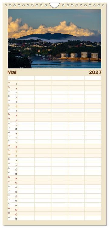 Produktbild: Familienplaner 2027 - Sehnsuchtsh&auml;fen in der Nacht mit 5 Spalten (Wandkalender, 21 x 45 cm) CALVENDO