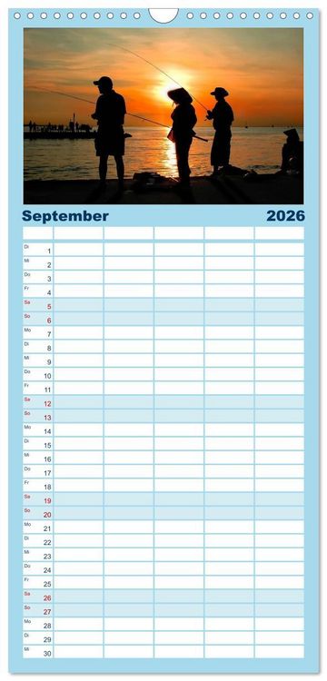 Produktbild: Familienplaner 2026 - Angeln - meine Leidenschaft mit 5 Spalten (Wandkalender, 21 x 45 cm) CALVENDO