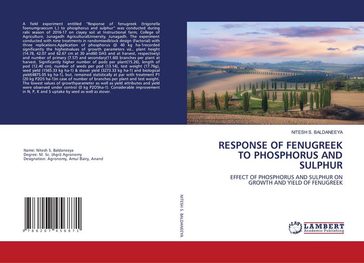 Produktbild: Response Of Fenugreek To Phosphorus and Sulphur