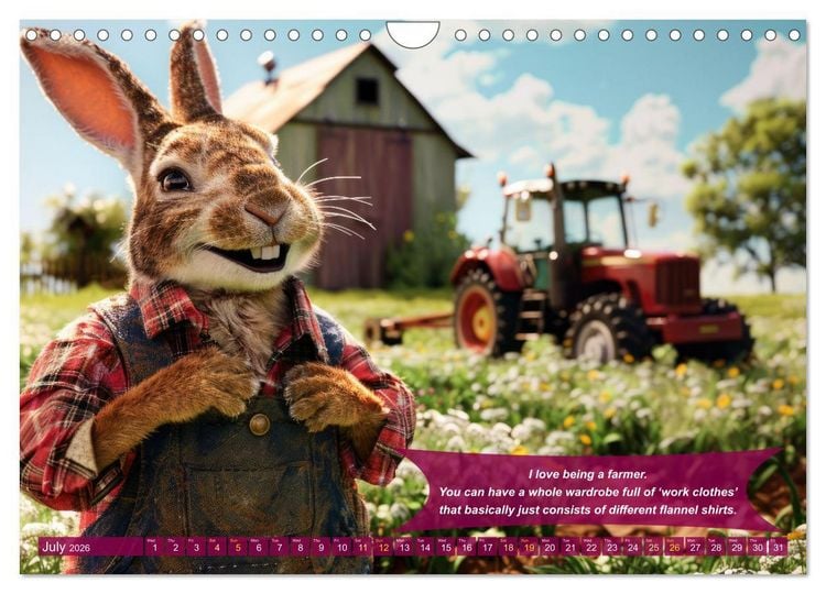 Produktbild: Funny charming animals as farmers (Wall Calendar 2026 DIN A4 landscape), CALVENDO 12 Month Wall Calendar