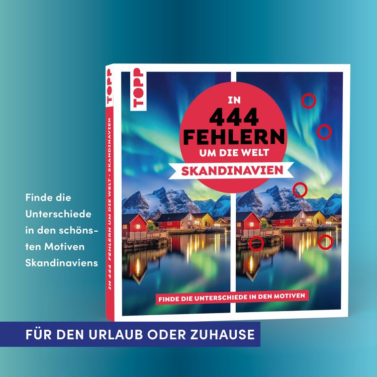 Produktbild: In 444 Fehlern um die Welt &ndash; Skandinavien. Finde die Unterschiede in den sch&ouml;nsten Motiven Skandinaviens