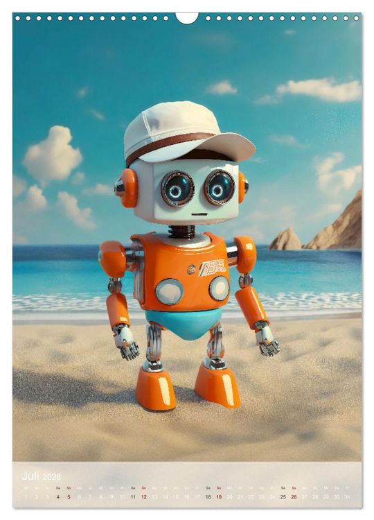 Produktbild: RoboLife - Niedliche Blechfreunde im Alltag (Wandkalender 2026 DIN A3 hoch), CALVENDO Monatskalender