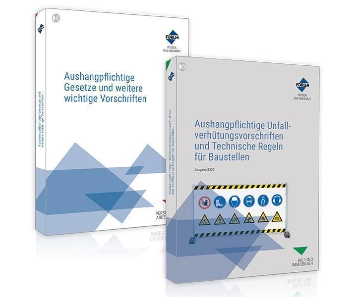 Produktbild: Das Aushangpflichten-Paket f&uuml;r Baustellen: Aushangpflichtige Gesetze + Unfallverh&uuml;tungsvorschriften, 2 Teile
