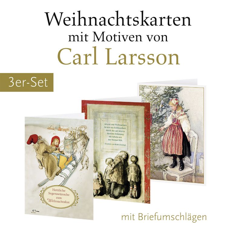 Produktbild: 3er-Set Weihnachtskarten mit Motiven von Carl Larsson