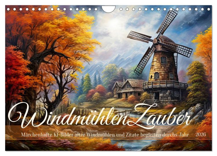 Produktbild: Windm&uuml;hlenzauber (Wandkalender 2026 DIN A4 quer), CALVENDO Monatskalender