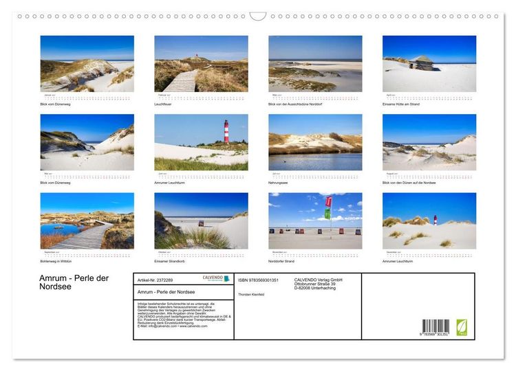 Produktbild: Amrum - Perle der Nordsee (Wandkalender 2027 DIN A2 quer), CALVENDO Monatskalender