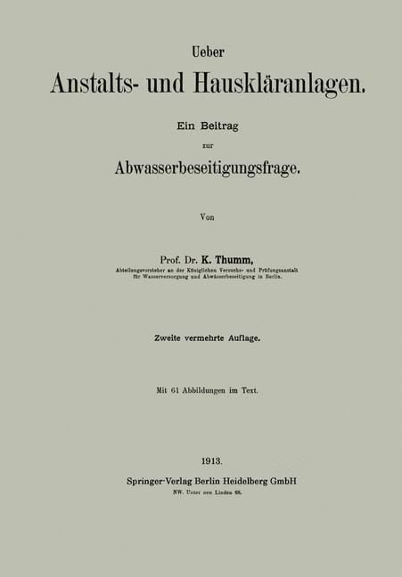 Produktbild: Ueber Anstalts- und Hauskl&auml;ranlagen