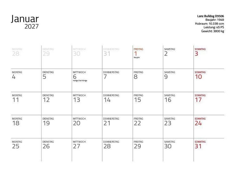 Produktbild: Traktor Klassiker 2027 &ndash; Eintragkalender