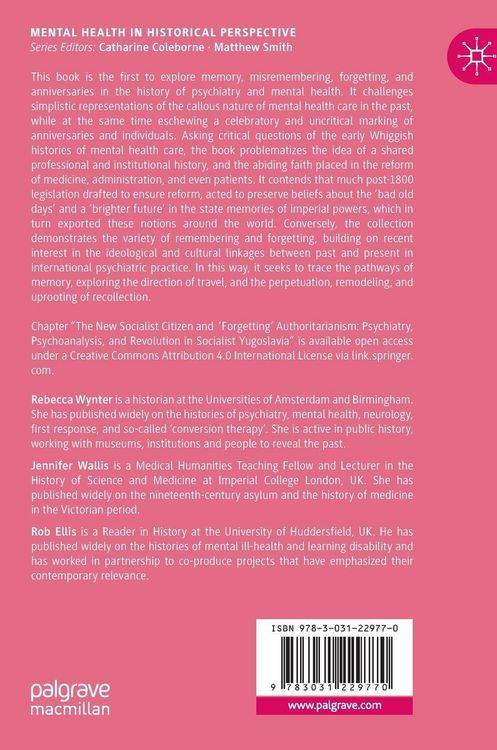 Produktbild: Memory, Anniversaries and Mental Health in International Historical Perspective
