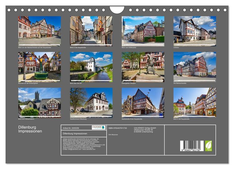 Produktbild: Dillenburg Impressionen (Wandkalender 2026 DIN A4 quer), CALVENDO Monatskalender