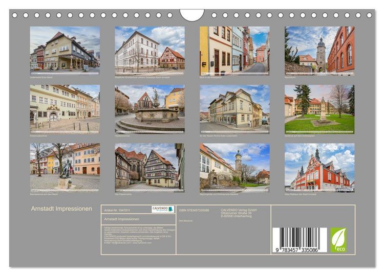 Produktbild: Arnstadt Impressionen (Wandkalender 2026 DIN A4 quer), CALVENDO Monatskalender