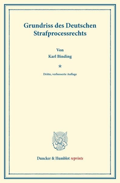 Produktbild: Grundriss des Deutschen Strafprocessrechts.