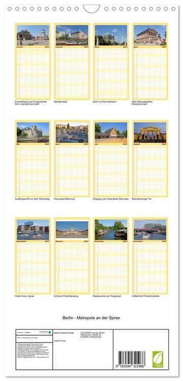 Produktbild: Familienplaner 2027 - Berlin - Metropole an der Spree mit 5 Spalten (Wandkalender, 21 x 45 cm) CALVENDO