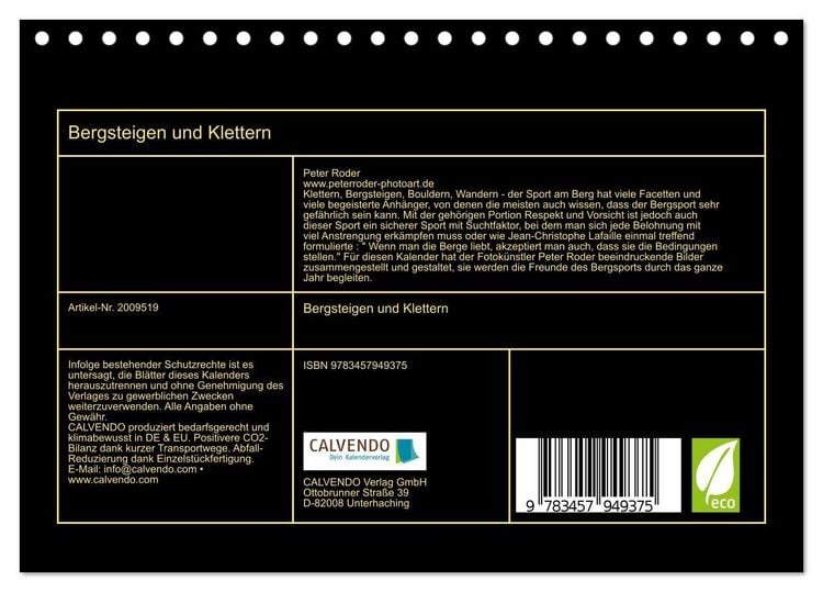 Produktbild: Bergsteigen und Klettern (Tischkalender 2026 DIN A5 quer), CALVENDO Monatskalender