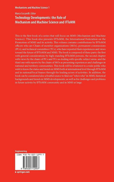 Produktbild: Technology Developments: the Role of Mechanism and Machine Science and IFToMM