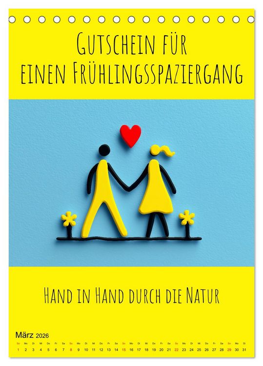 Produktbild: Gutscheinkalender - Gutschein Karten als Geschenk der Liebe (Tischkalender 2026 DIN A5 hoch), CALVENDO Monatskalender