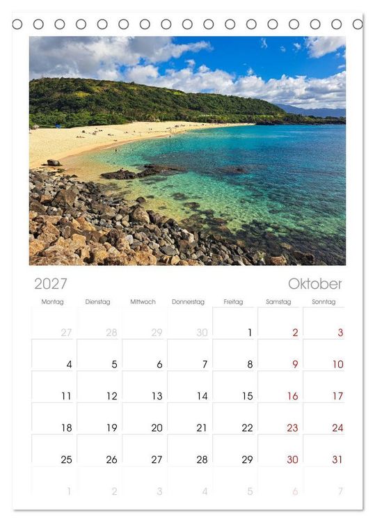 Produktbild: Tischplaner 2027 - Hawaii - Eindr&uuml;cke von Big Island, Kauai & Oahu (A5 Tischkalender zum Aufstellen) CALVENDO