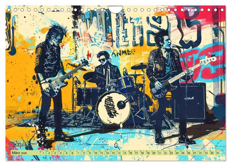 Produktbild: Musikanten im Pop-Art Stil (Wandkalender 2026 DIN A4 quer), CALVENDO Monatskalender