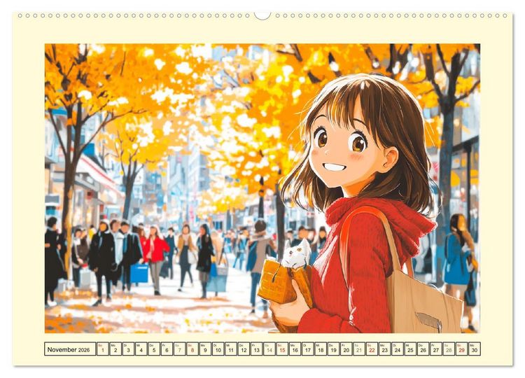 Produktbild: Manga M&auml;dchen. Ein Jahr voller Stadtabenteuer (Wandkalender 2026 DIN A2 quer), CALVENDO Monatskalender