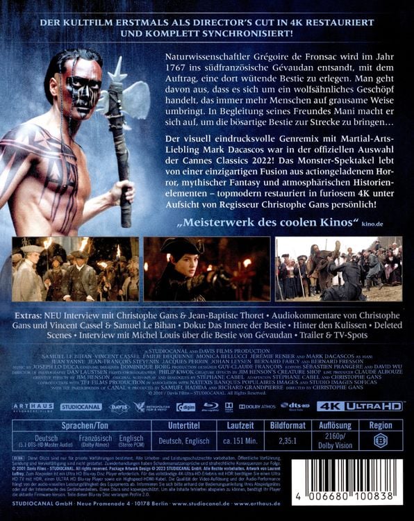 Produktbild: Pakt der W&ouml;lfe - Director's Cut (4K Ultra HD) (+ Bonus-Blu-ray)