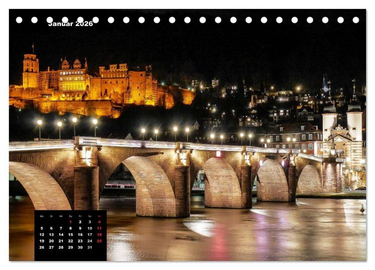 Produktbild: City Lights - Lichter der Nacht (Tischkalender 2026 DIN A5 quer), CALVENDO Monatskalender